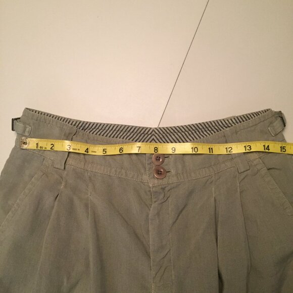 Linen High Waist Pleated Relax fit Tapered Ankle Pant sz 6-8 - Sage - Picture 9 of 13